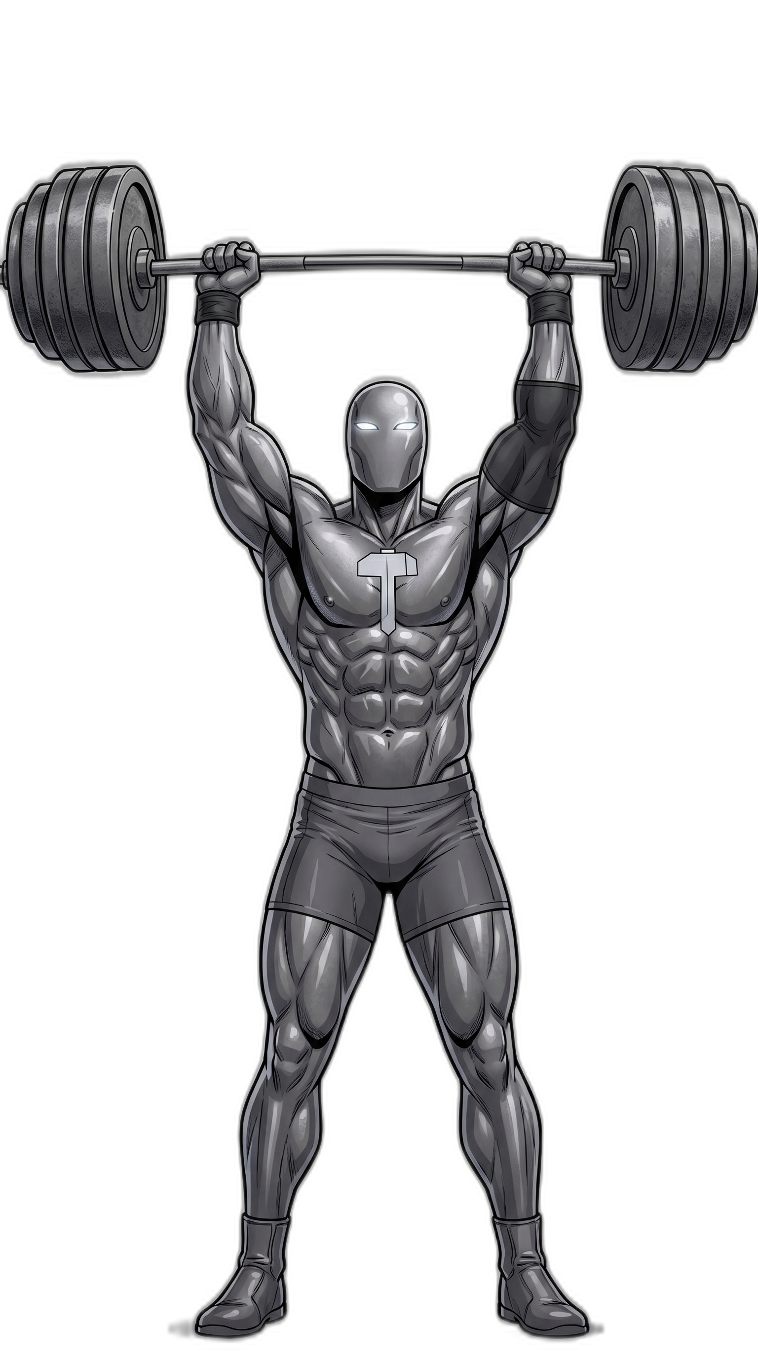 TEMPER mascot — overhead press