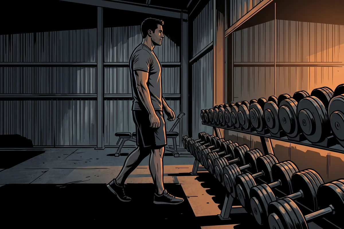 A man keeping the same steady rhythm between sets